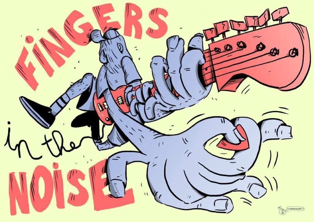 guitare couleurs rose et bleu - Fingers in the noise