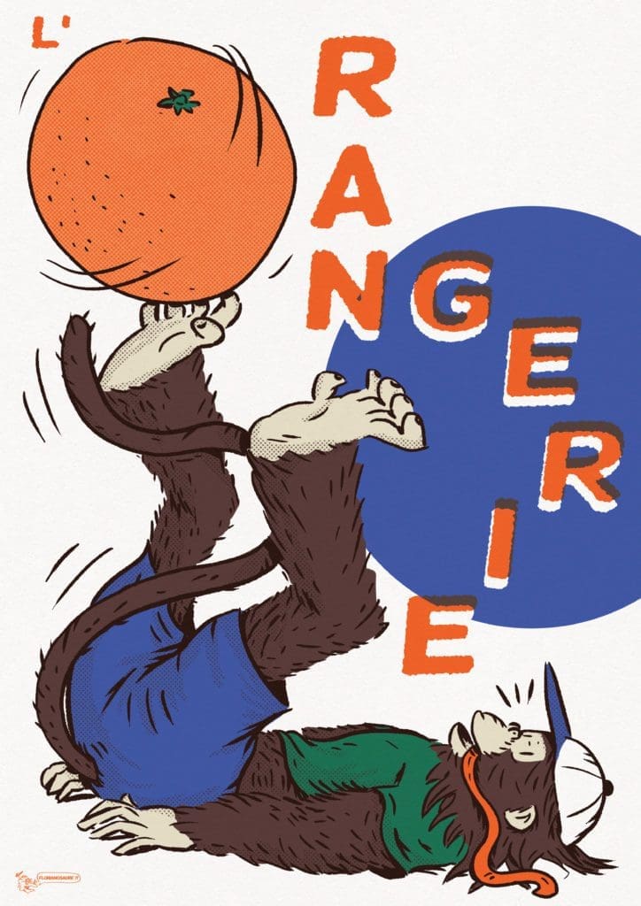 singe qui jongle avec une orange