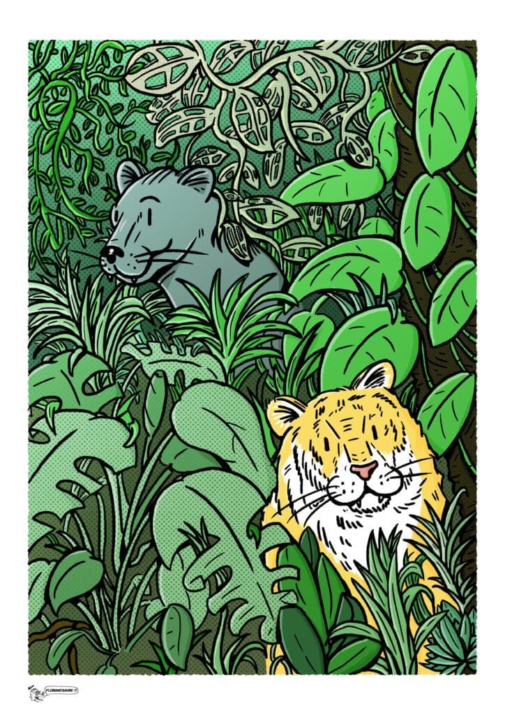 Jungle cats couleurs - tigre & panthère dans la jungle